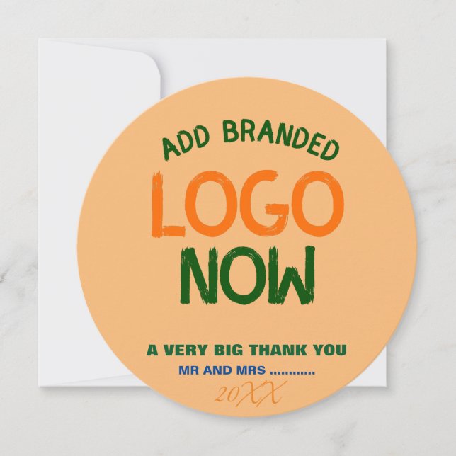 CONTEMPORARY CLEAN PEACH ORANGE FASHION CIRCLE THANK YOU CARD (Front)