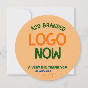 CONTEMPORARY CLEAN PEACH ORANGE FASHION CIRCLE THANK YOU CARD