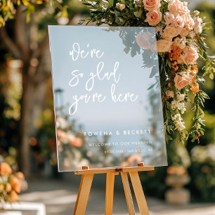 Contemporary clear wedding So glad you're here Acrylic Sign