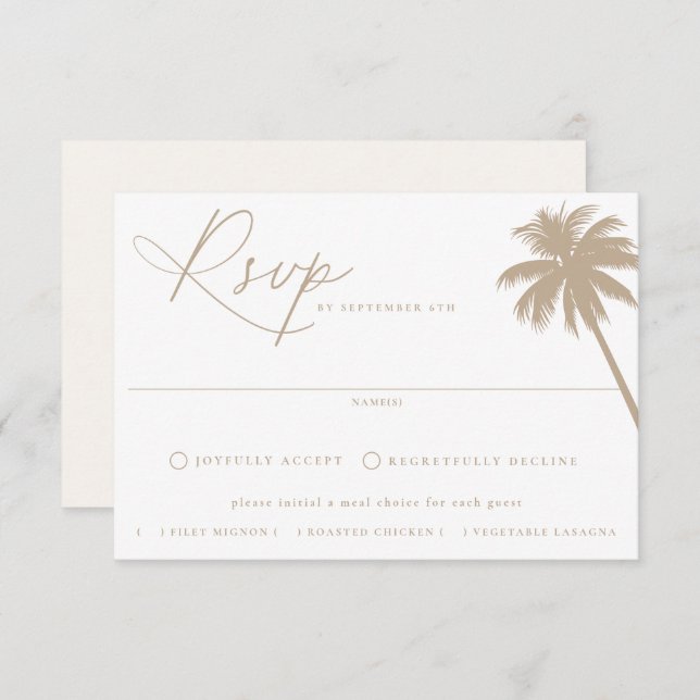 Contemporary Coastal Chic Meal Choice Wedding RSVP Card (Front/Back)