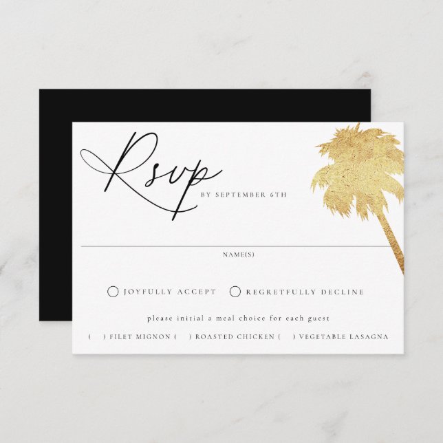 Contemporary Coastal Chic Meal Choice Wedding RSVP Card (Front/Back)