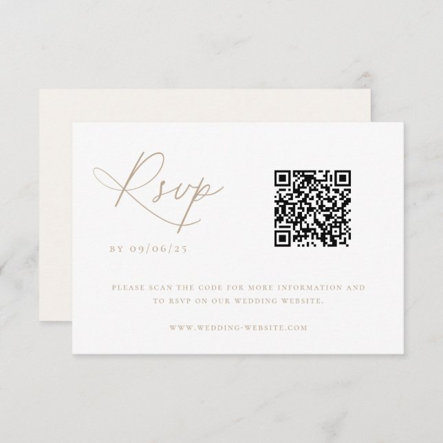 Contemporary Coastal Chic Wedding QR Code RSVP Card (Front/Back)