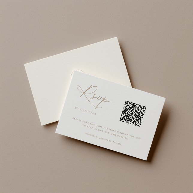 Contemporary Coastal Chic Wedding QR Code RSVP Card (Creator Uploaded)