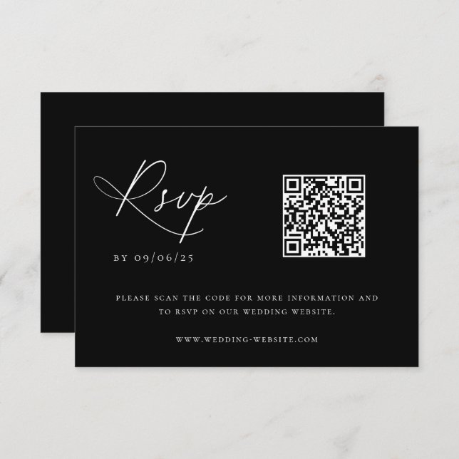 Contemporary Coastal Chic Wedding QR Code RSVP Card (Front/Back)