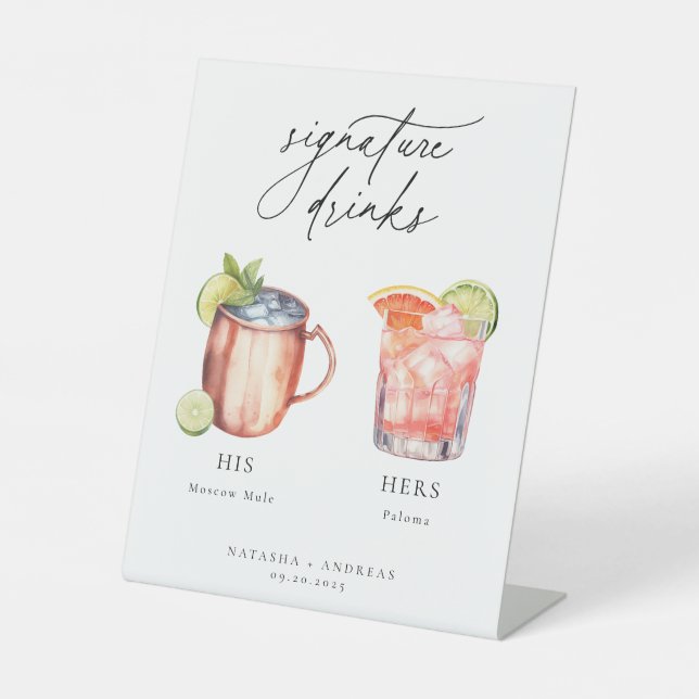 Contemporary Cocktails Signature Drinks Pedestal Sign (Front)