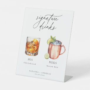 Contemporary Cocktails Signature Drinks Pedestal Sign