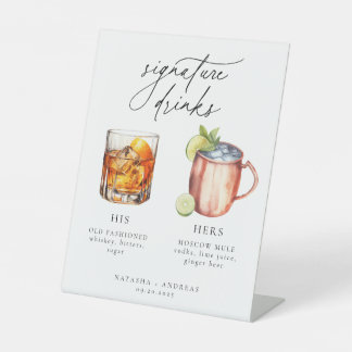 Contemporary Cocktails Signature Drinks Pedestal Sign
