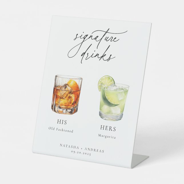 Contemporary Cocktails Signature Drinks Pedestal Sign (Front)