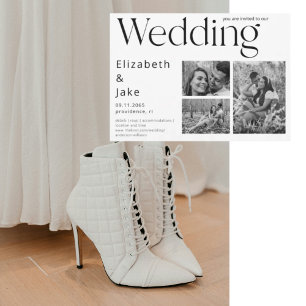 Contemporary Collage B/W Photo Wedding Invitation