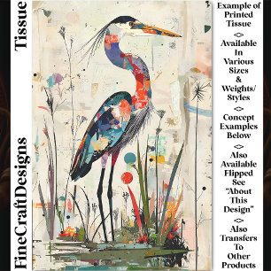 Contemporary Collage Paper Heron BU9R Decoupage