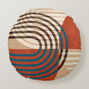Contemporary collage wall art retro prints set. Fo Round Cushion