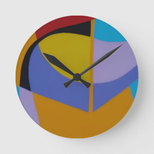 Contemporary Color Interplay Round Clock