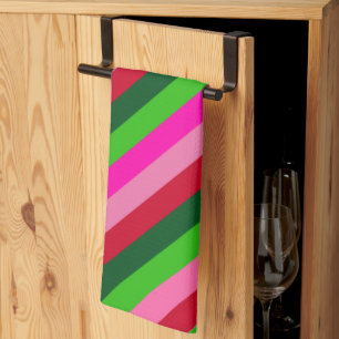 Contemporary Colors Christmas Stripes  Tea Towel