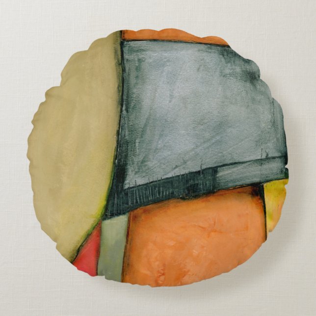 Contemporary Colourful Geometric Shapes Round Cushion (Front)