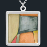 Contemporary Colourful Geometric Shapes Silver Plated Necklace<br><div class="desc">This contemporary painting by Jennifer Goldberger is full of colourful geometric shapes. The style of the work makes it look like it was woven together from different bits of cloth. Order your copy of this piece today!</div>
