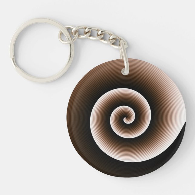 Contemporary Copper Orange Stylish Twirl Pattern Key Ring (Front)