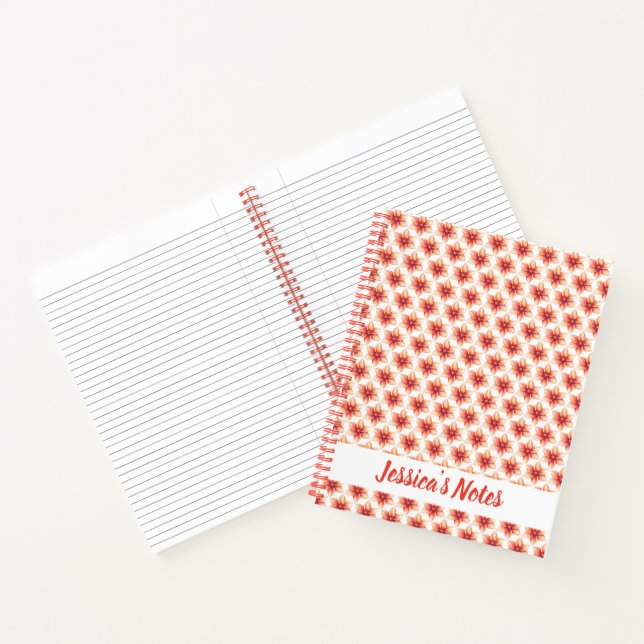 Contemporary Coral Floral Name Notebook (Inside)
