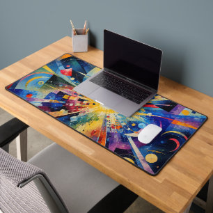 Contemporary Cosmic Explosion Abstract Desk Mat