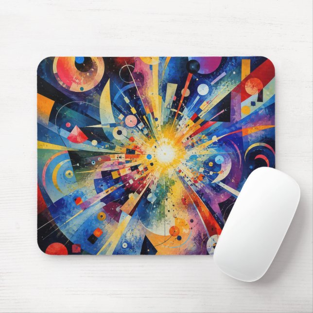 Contemporary Cosmic Explosion Abstract Mouse Pad (With Mouse)