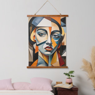 Contemporary Cubism Portrait Bold Picasso Inspired Hanging Tapestry