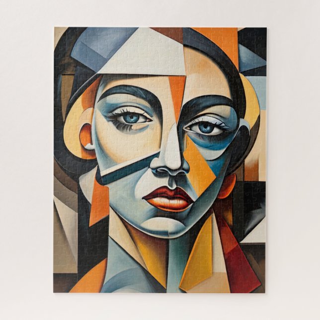Contemporary Cubism Portrait Bold Picasso Inspired Jigsaw Puzzle (Vertical)