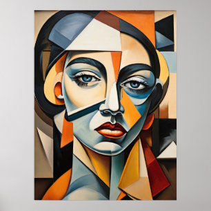 Contemporary Cubism Portrait Bold Picasso Inspired Poster