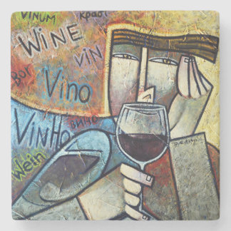 Contemporary Cubist Wine Art Marble Coaster
