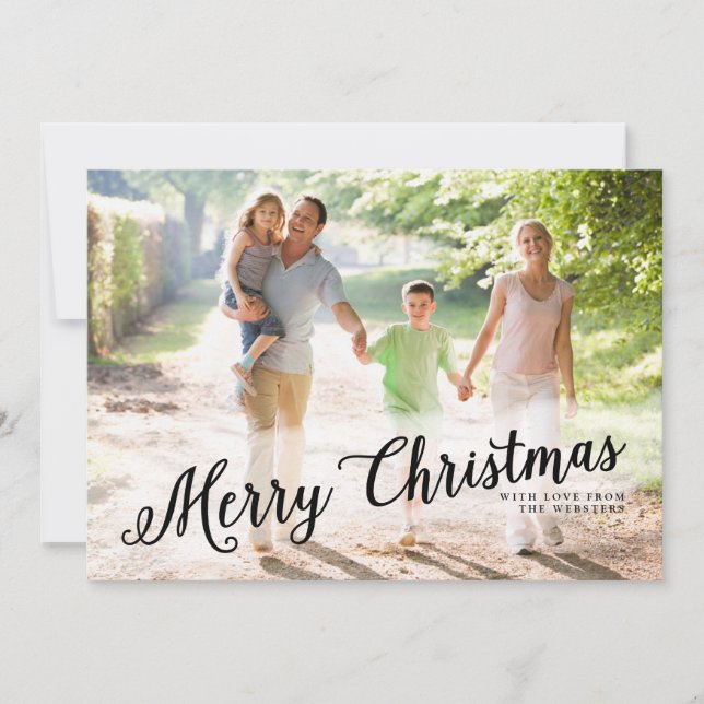 Contemporary Cursive Merry Christmas Photo Holiday Card (Front)