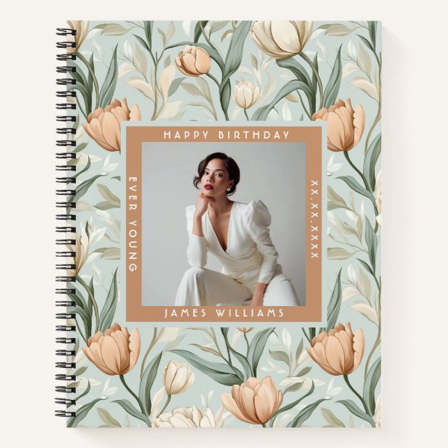 Contemporary Custom Tulip Themed 20Th Birthday Notebook (Front)