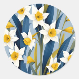 Contemporary Daffodil Flowers Classic Round Sticker