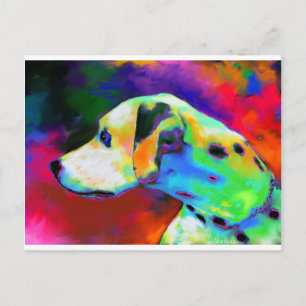 Contemporary Dalmatian Dog portrait Postcard