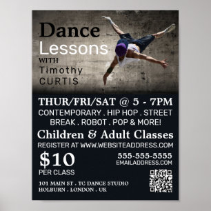 Contemporary Dancer, Dance Lesson Advertising Poster