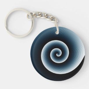 Contemporary Deep Blue Stylish Twirl Pattern Key Ring