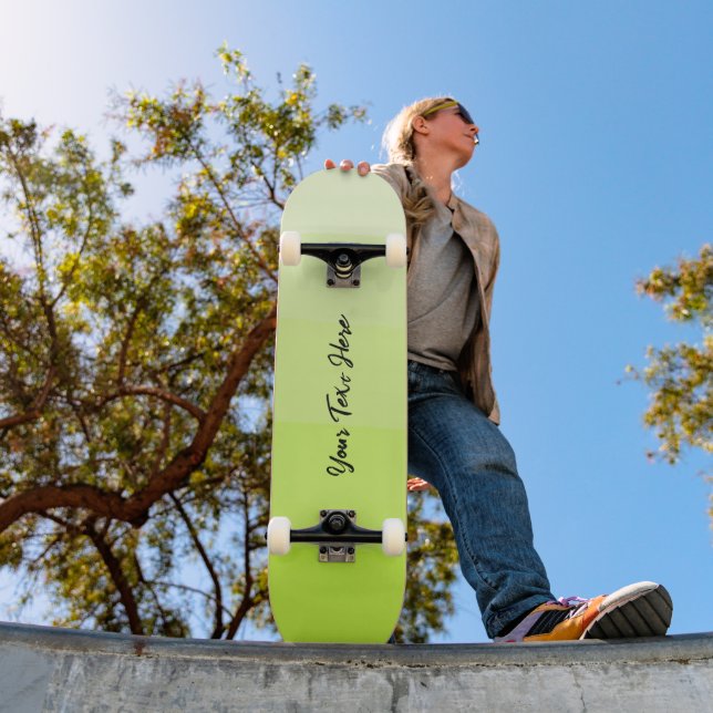 Contemporary Design Light Green Custom Text Skateboard (Outdoor 1)