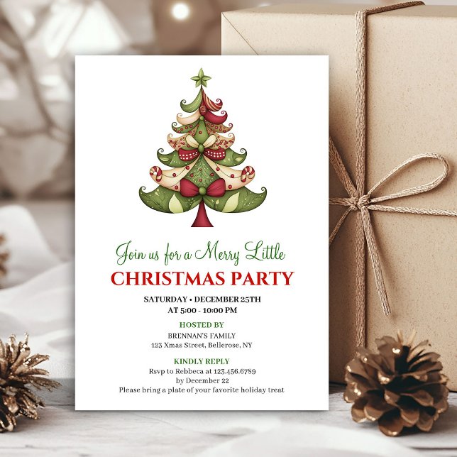 Contemporary designer Christmas tree party invite (Contemporary designer Christmas tree party invite)