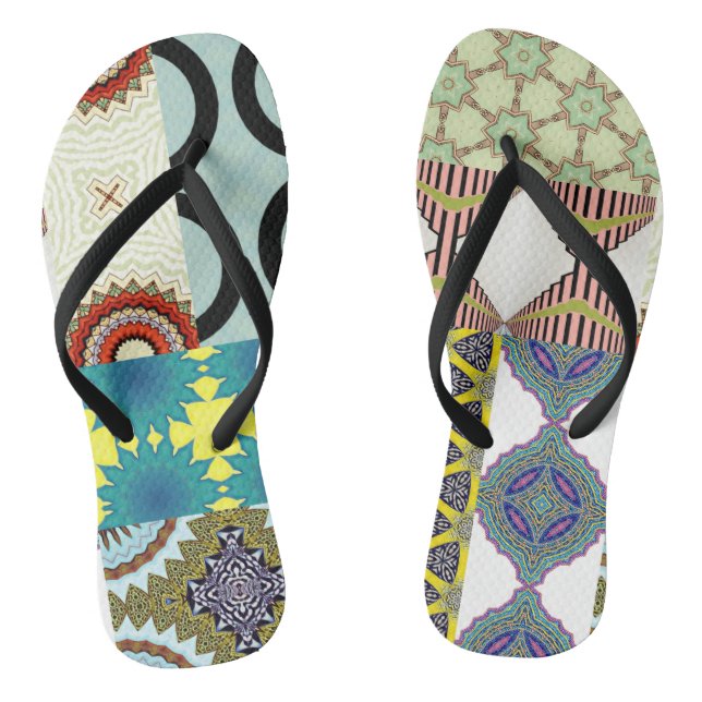 CONTEMPORARY DESIGNER COLLAGE Flip-Flops Thongs (Footbed)