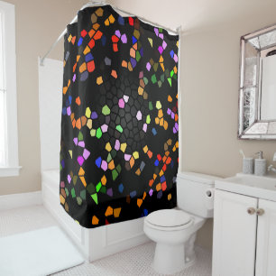 Contemporary Digital Stained Glass Shower Curtain