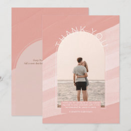 Contemporary Dusty Pink Striped PHOTO THANK YOU Invitation