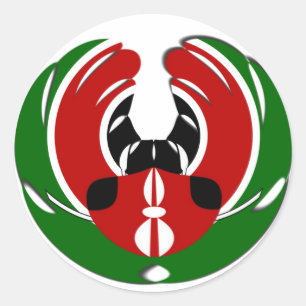 Contemporary Edgy Kenyan Flag Pattern Art Design. Classic Round Sticker