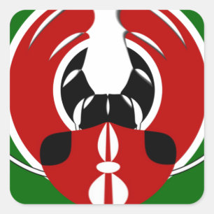 Contemporary Edgy Kenyan Flag Pattern Art Design. Square Sticker