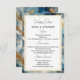 Contemporary Elegance: Blue White Gold Details Enclosure Card