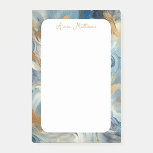 Contemporary Elegance Blue White Gold Post-it Notes
