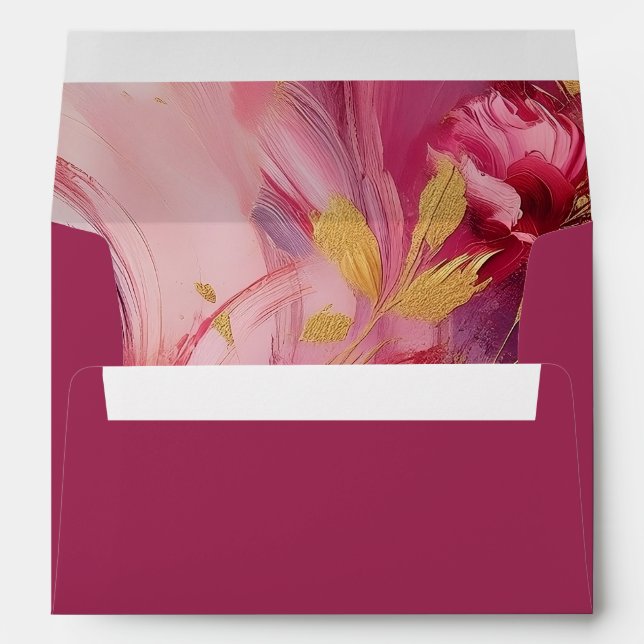 Contemporary Elegance: Fuchsia Pink Gold Envelope (Back (Bottom))