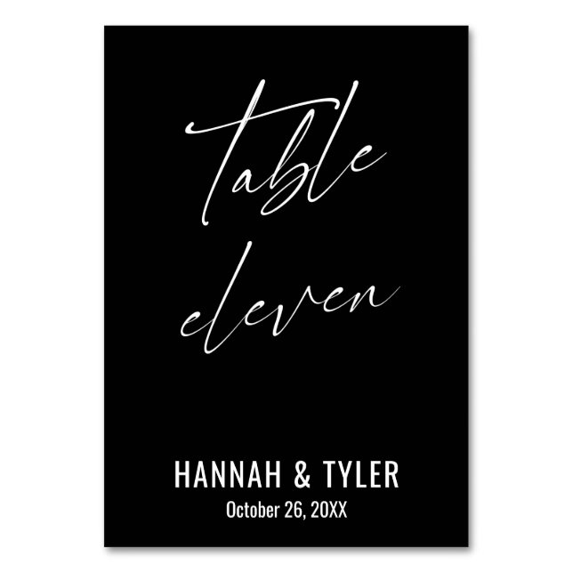Contemporary Elegant Black Table Eleven Number (Front)