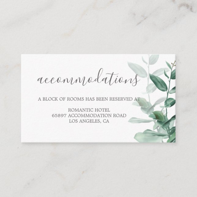 Contemporary elegant classy eucalyptus greenery enclosure card (Front)