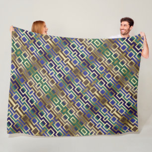 Contemporary Elegant Gold Blue Green Fleece Blanket