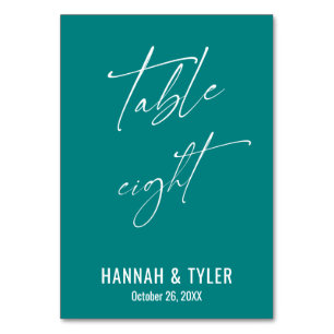 Contemporary Elegant Teal Table Eight Number