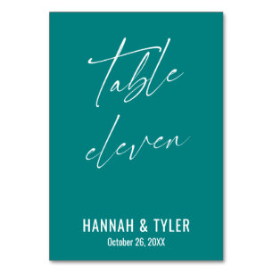 Contemporary Elegant Teal Table Eleven Number