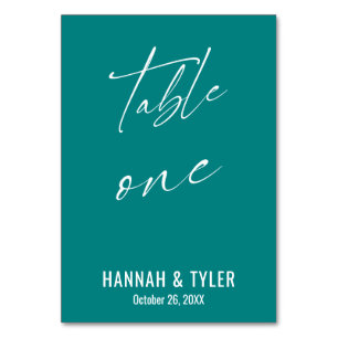 Contemporary Elegant Teal Table One Table Number