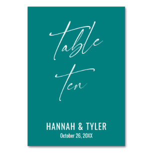 Contemporary Elegant Teal Table Ten Number